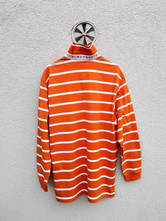 Vntg 90s  Paul & Shark  Striped Sweatshirt in Ora… - image 5
