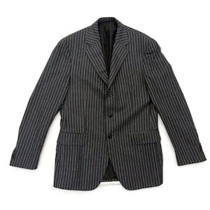 Vintage BOGLIOLI Nadelstreifen Wolle Sportjacke, Grau-weiß gestreifte Jacke, Herrengröße 50