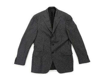 Vintage BOGLIOLI Pinstripe Wool Sport Coat, Gray White Striped Jacket, Men's Size 50