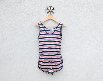 80s Ellesse Made in Italy Tennis Romper | Retro Pastel Playsuit XS