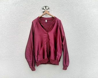 Burgundy Red   Bomber jacket size Large -   AMERICAN APPAREL Full Zip Sport Jacket  Unisex