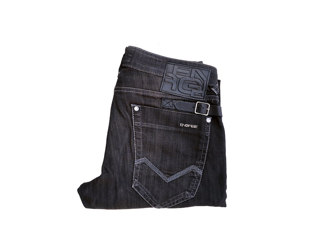 Rare Y2k ENERGIE Mens Cuff Jeans Slim Fit Black Denim Etsy