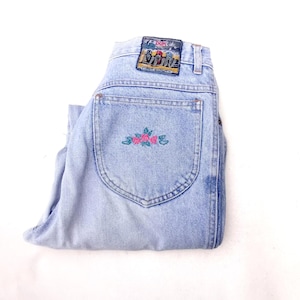 Faded Light Blue Denim High Waisted Italian Vintage 80s DUK Mom Jeans