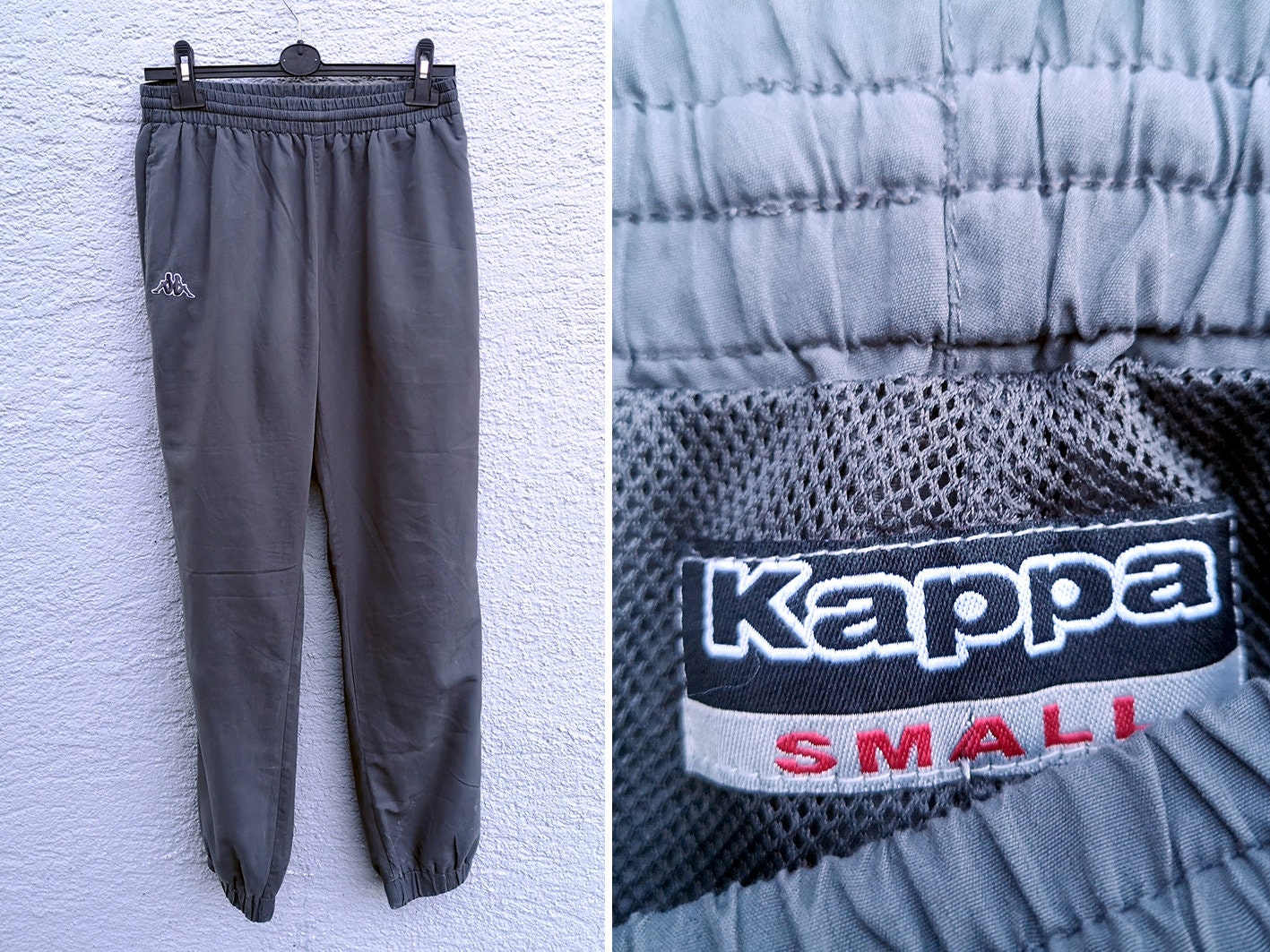 Retro KAPPA Gray Track Pants Mens Sport Trousers .size Small 