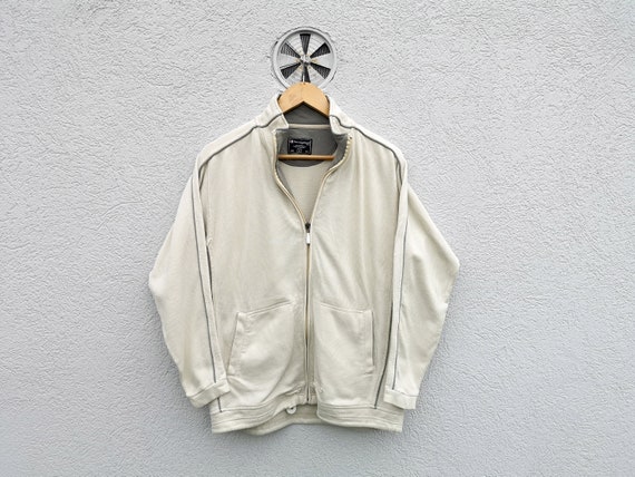 Vintage 90s Champion Men s Full Zip Sweatshirt Ecru Long Sleeve Sport Jacket Size Small Retro Athletic Outerwear