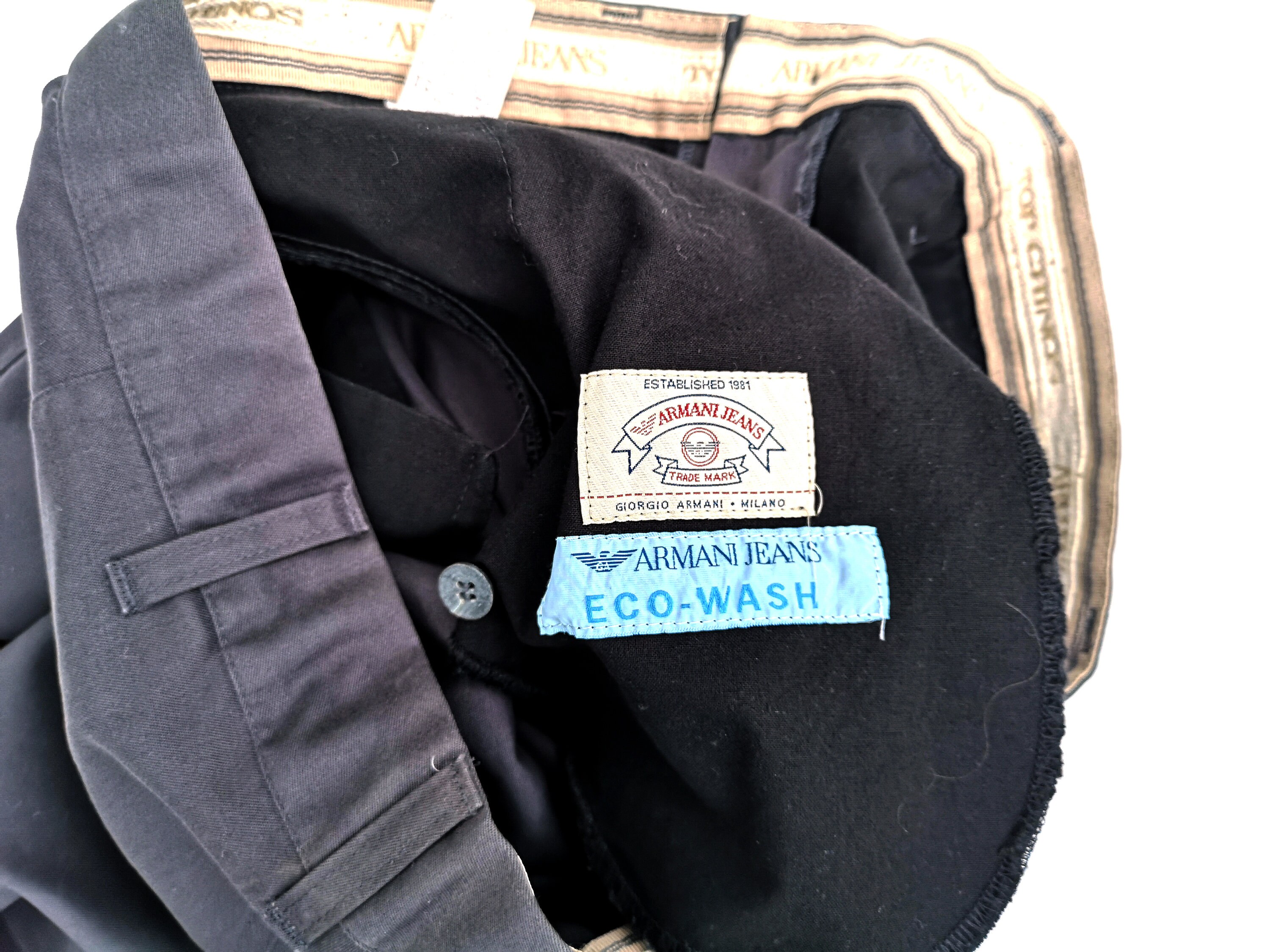 Vintage Armani Black Chino Pants – Relaxed Straight Leg Workwear