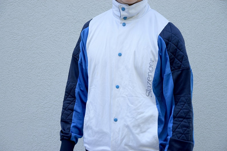90s Fashion Streetstyle 90/'s SLAZENGER TRACK JACKET Mens Track jacket Sport track Jacket Activewear Sportswear Sport jacket rare ML