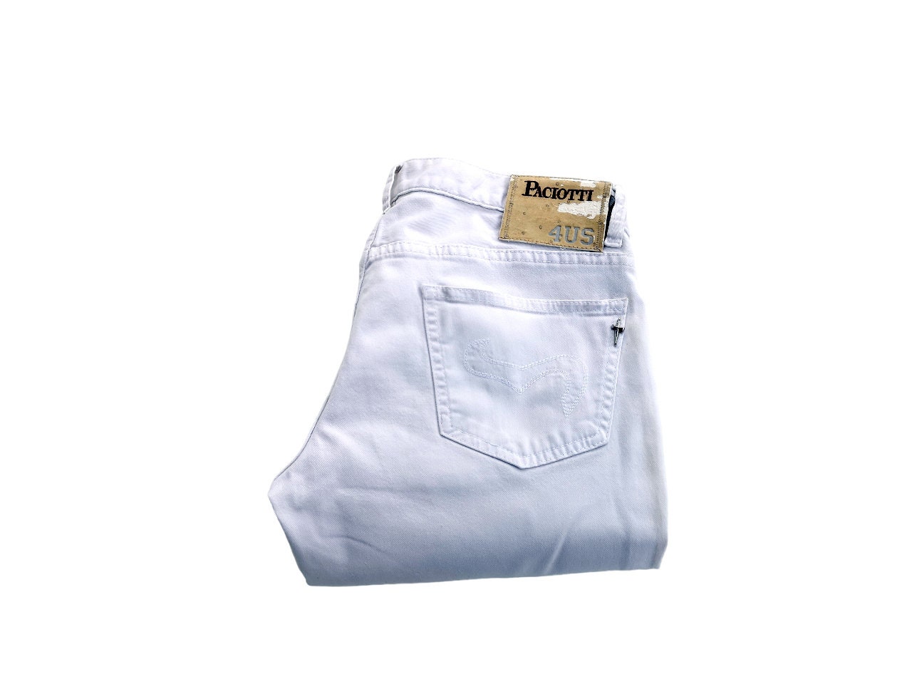 Vintage Cesare Paciotti White Jeans: Slim Fit Stretch Denim (IT-42/US-6)