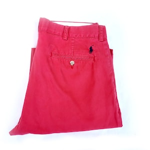 Vintage POLO RALPH LAUREN Red Chino Pants - size 34x34 ,Relaxed Fit, Straight leg,  Casual Cotton Trousers for Men