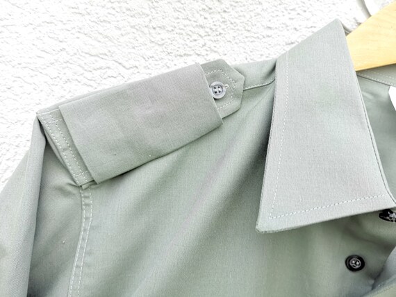 Military Green Vintage 80s Workwear Uniform Shirt… - image 8