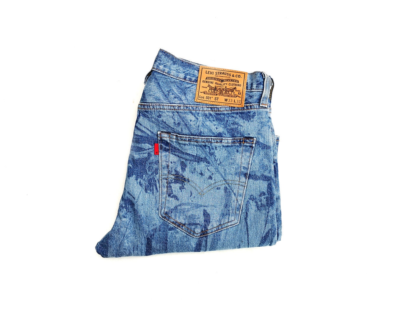 LOUIS PHILIPPE Jeans W33 L32 Acid Wash Pants Boyfriend Tie 