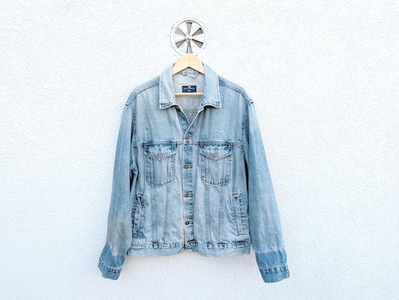 Y2K Blue Harbour Denim Jacket Marks Spencer Light Wash Trucker L