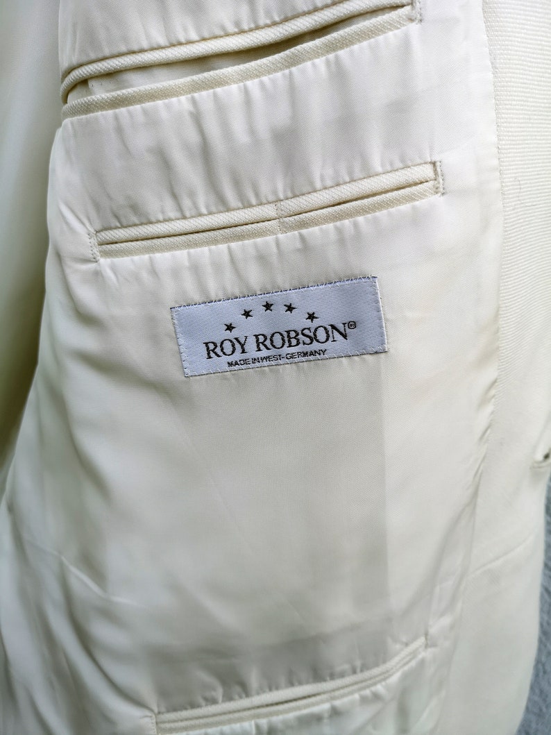 Blazer vintage en laine blanc crème Roy Robson fabriqué en Allemagne de l'Ouest Costume de mariage pour homme et veste de smoking pour le marié image 7