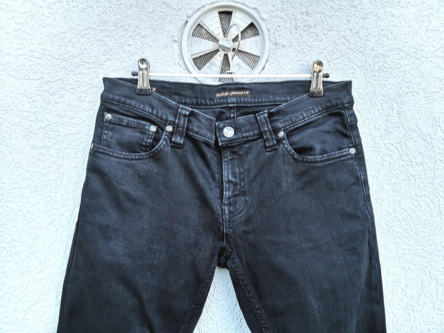 Nudie Skinny Jeans Black Denim W30 L32 Ultra Low Rise Y2K 