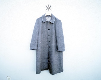 Vintage Alpaca Wool Coat in Grey | 1970s Womens Winter Overcoat - Lama Fur coat - Unique Outerwear