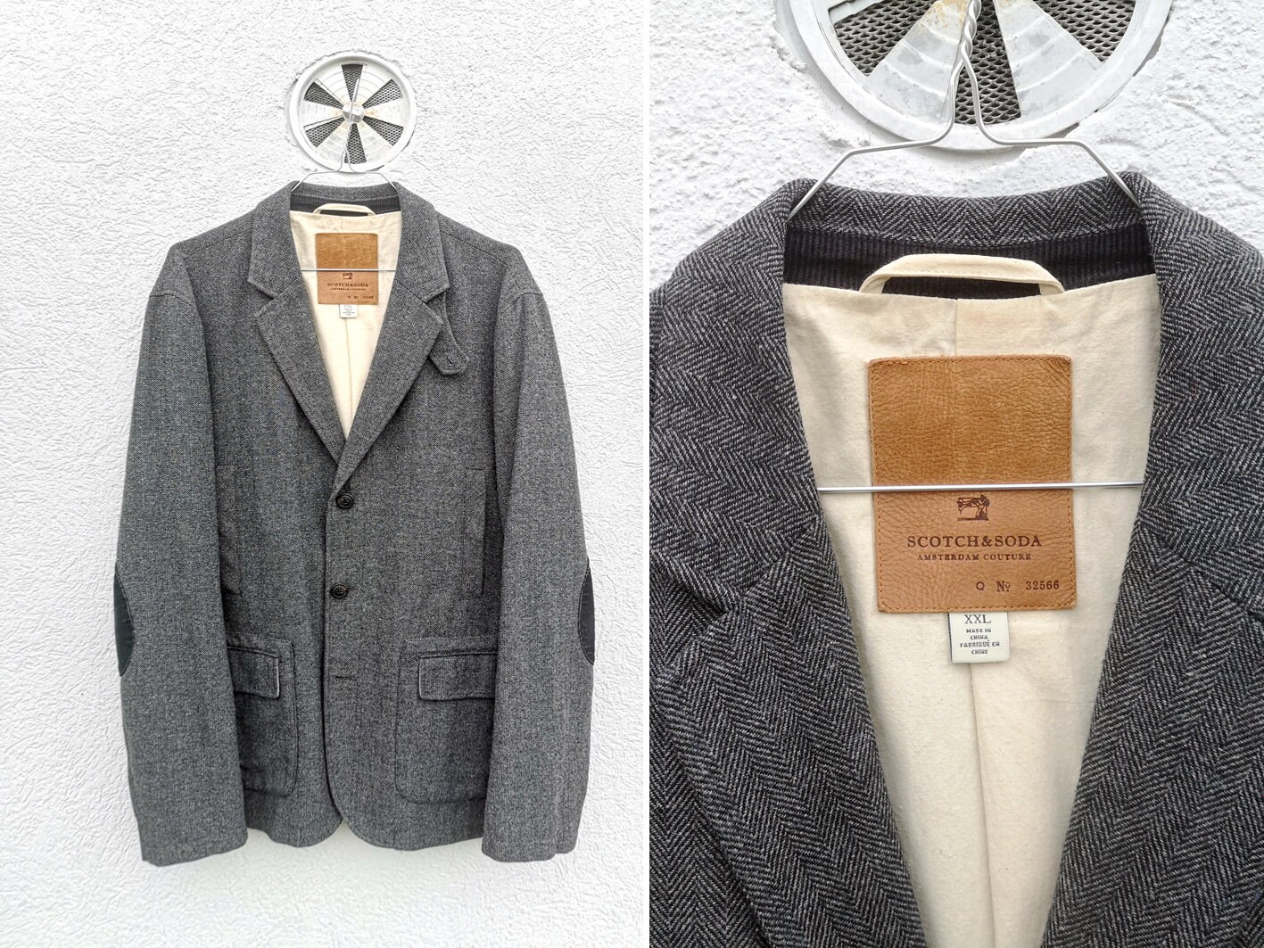 Mens Sport Coat Fishbone Pattern Grey Wool Jacket SCOTCH & - Etsy