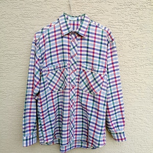 Vintage 80s CARRERA Gingham Check Flannel Shirt: Men&#39;s Size Small