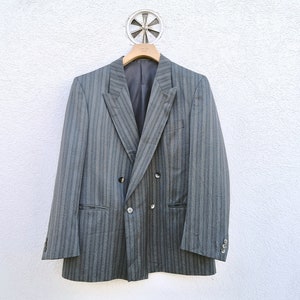 Vintage LICONA Double-Breasted Sport Coat,  Gray Blazer,  Made in Austria,  Classic Blazer,  Peak Lapel, Elegant  Wool Suit Jacket
