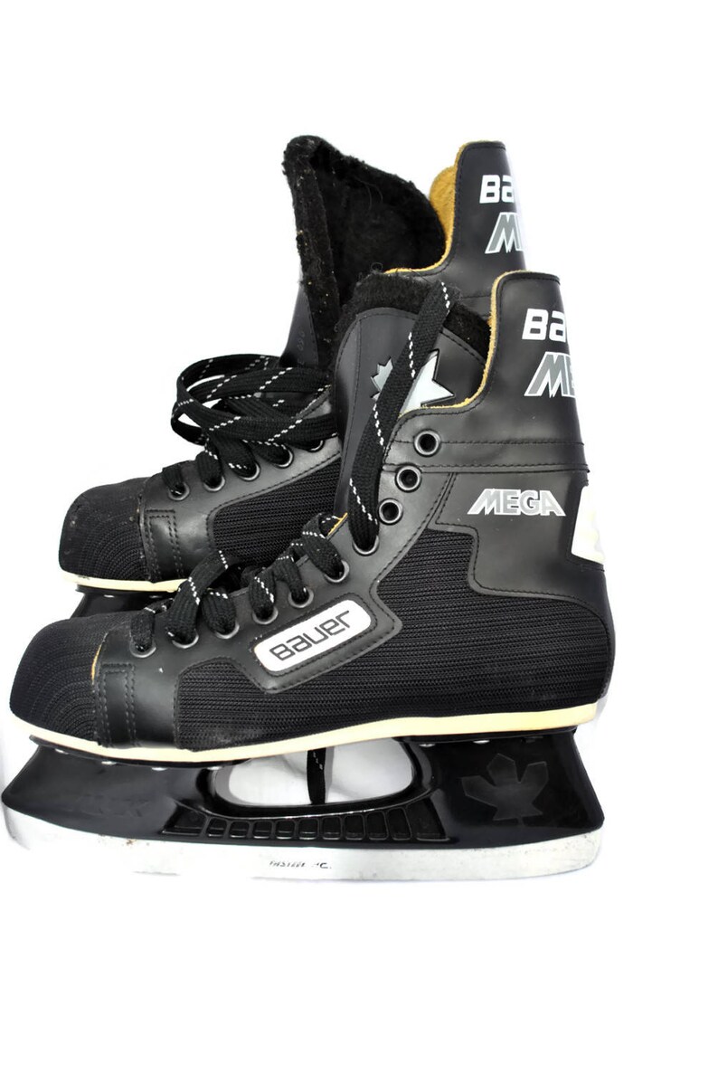 Vintage Ice Skates BAUER MEGA Black Canstar Super fit foam Ice Skates Size 7 Mens Footwear