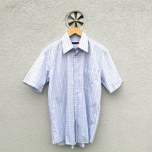 Vintage UNGARO Gingham Check Multicolor Short Sleeve  Cotton Shirt