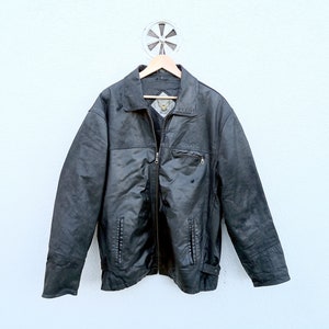 Vintage Distressed Black Leather Motorcycle Jacket -  56/44, Spirit Wings