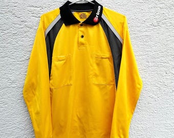 90s Erima Yellow Black Microfibre Sport Sweatshirt XL Colorblock Activewear Pullover