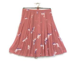 Rose Floral Pleated Skirt - A-line - Mid length -  Flower Pattern - Vintage Botanical print