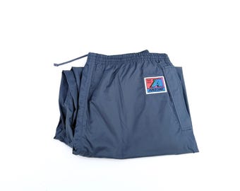 Vintage 90s XL Rain Pants - Navy Blue, Elastic Waist, Sporty Streetwear
