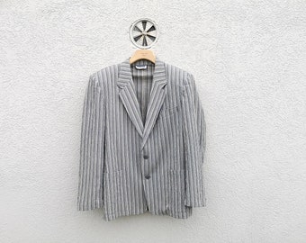 Veste en seersucker STEFANEL - Blazer rayé - Taille homme Small - vintage Made in Italy - Mélange de coton