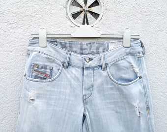 Diesel Vixy Womens Low-rise Wide Leg Jeans - Distressed