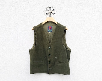 Vintage 80s Traditional Trachten Vest for Men Size 50 - Sleeveless Loden Gilet