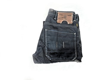G Star Raw 96 Black Heritage Embro Tapered Button-Fly Jeans