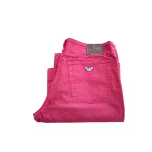 Armani Vintage Red Jeans | Women’s size 29, Straight Wide Leg, Eco Wash, Stretch Denim, Made in Italy