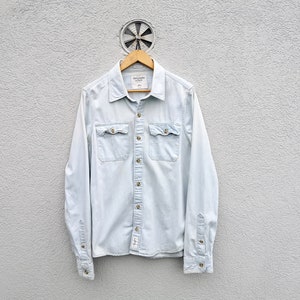 Retro Distressed Muscle Denim Shirt Abercrombie & Fitch - Men's XXL - Light Blue, Bleached Faded Jeans