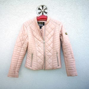 Vintage Barbour Sprinter Quilted Jacket – Rose Pink Bomber – Women&#39;s UK 12 EU 38