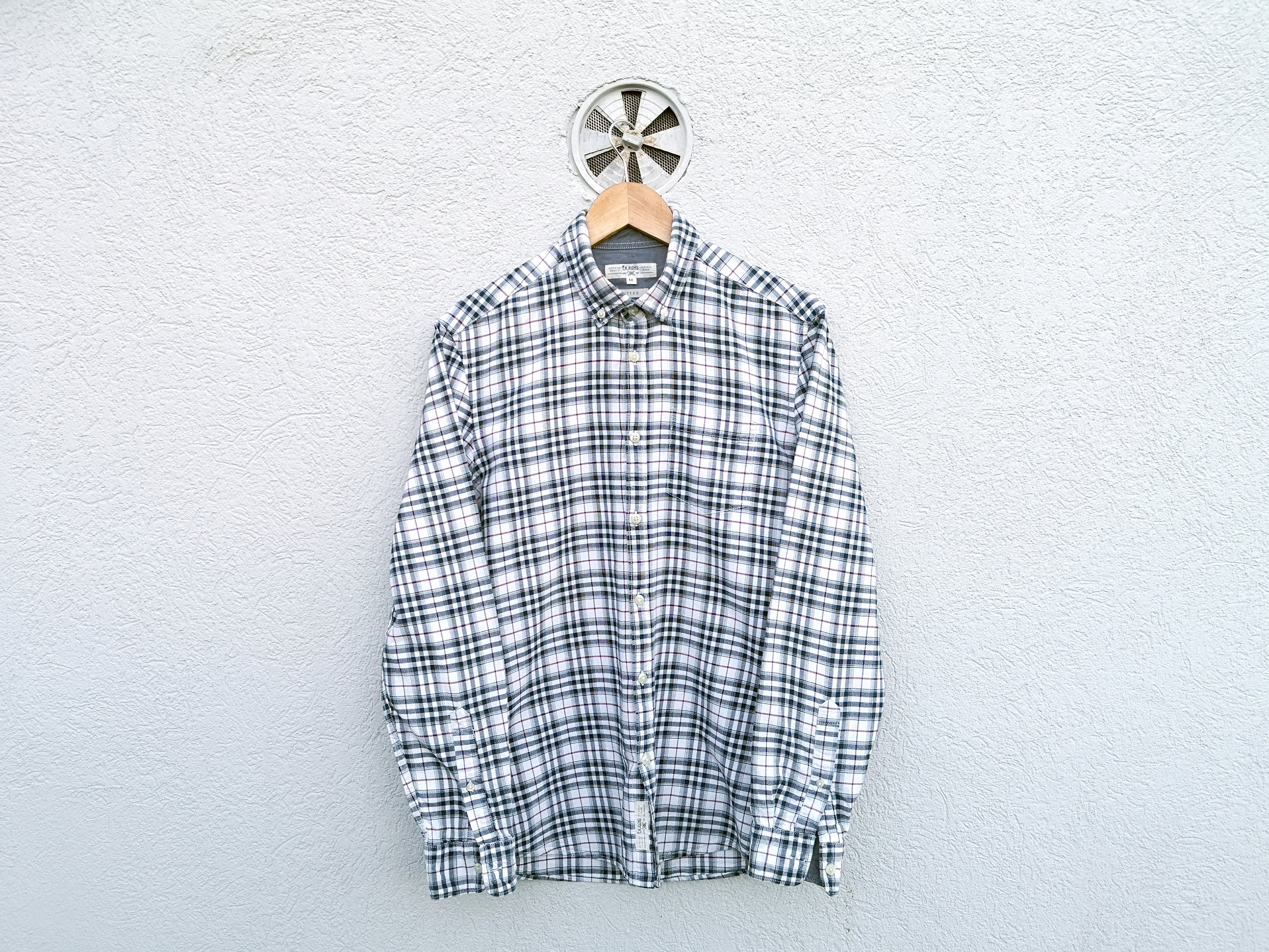 Vintage JULES Men's Checkered Grunge Shirt - Sporty Long Vintage JULES Men's Checkered Grunge Shirt - Sporty Long
