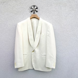 Blazer vintage en laine blanc crème Roy Robson fabriqué en Allemagne de l'Ouest Costume de mariage pour homme et veste de smoking pour le marié image 1