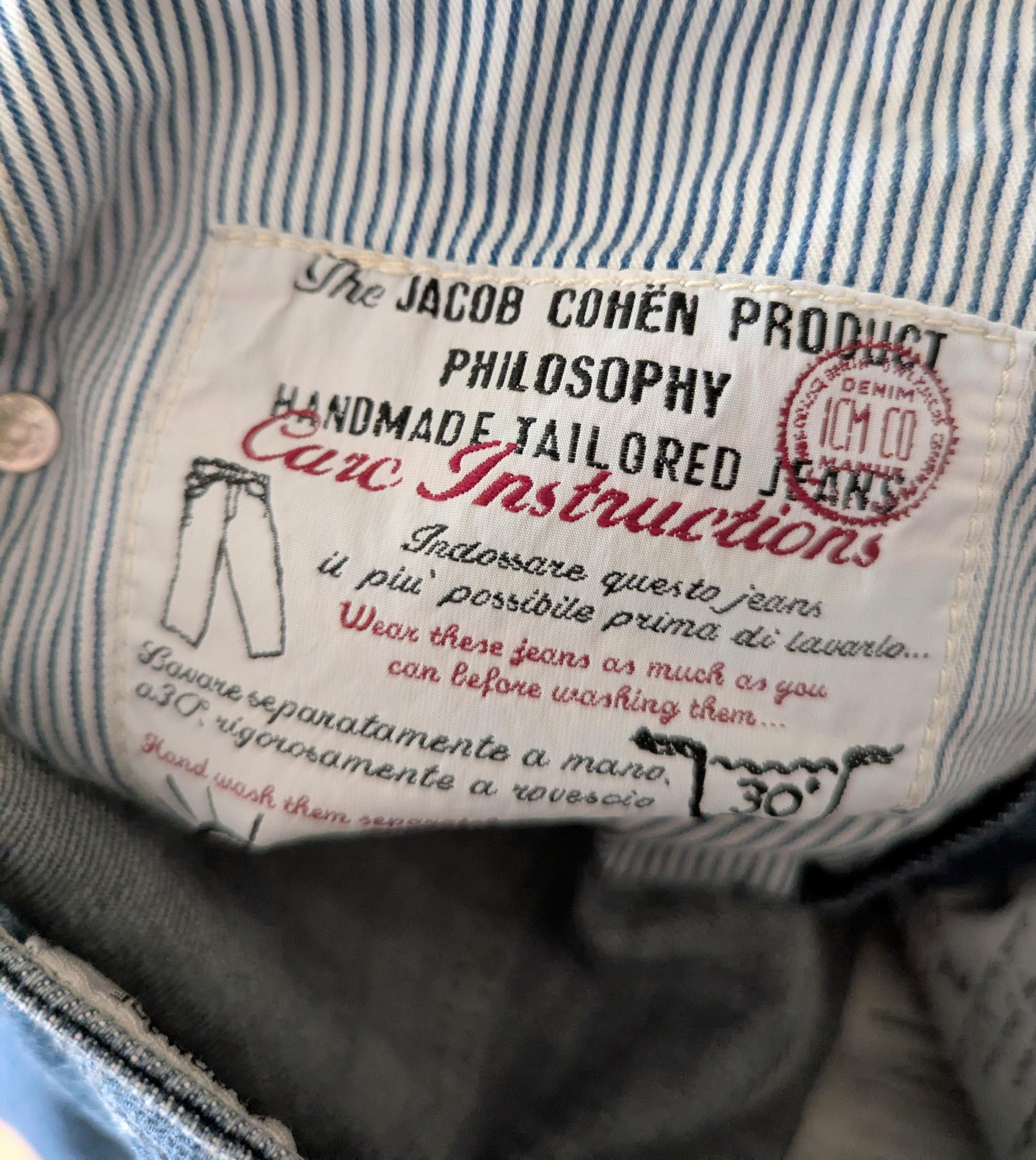 Vintage Jacob Cohen Luxury Jeans : Handmade in Italy, Japanese