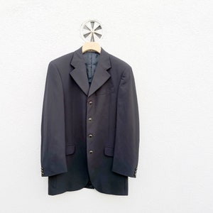 Vintage Carlo Pignatelli Black Wool Blazer 48R -  Italian  Suit Jacket