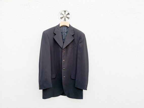 Vintage Carlo Pignatelli Black Wool Blazer 48R - Italian Suit 