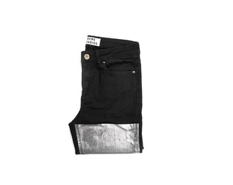 Rare Y2k ACNE STUDIOS Skinny Jeans  Skin 5 Black Foil - Women's size 28/34