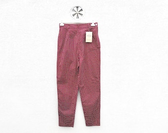 Vintage Polka Dot Red Pants -  80s High Waist Trousers,  Retro Women’s Fashion