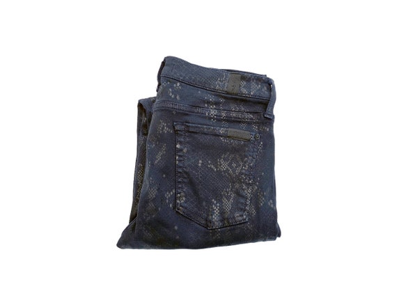 Y2K 7 for All Mankind Python Print Jeans — Blue Snake Skinny Denim