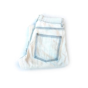 Retro Acne Studios Boy Bleach Jeans for Women | Mid Rise Boyfriend Fit Denim Pants in Size 24/32