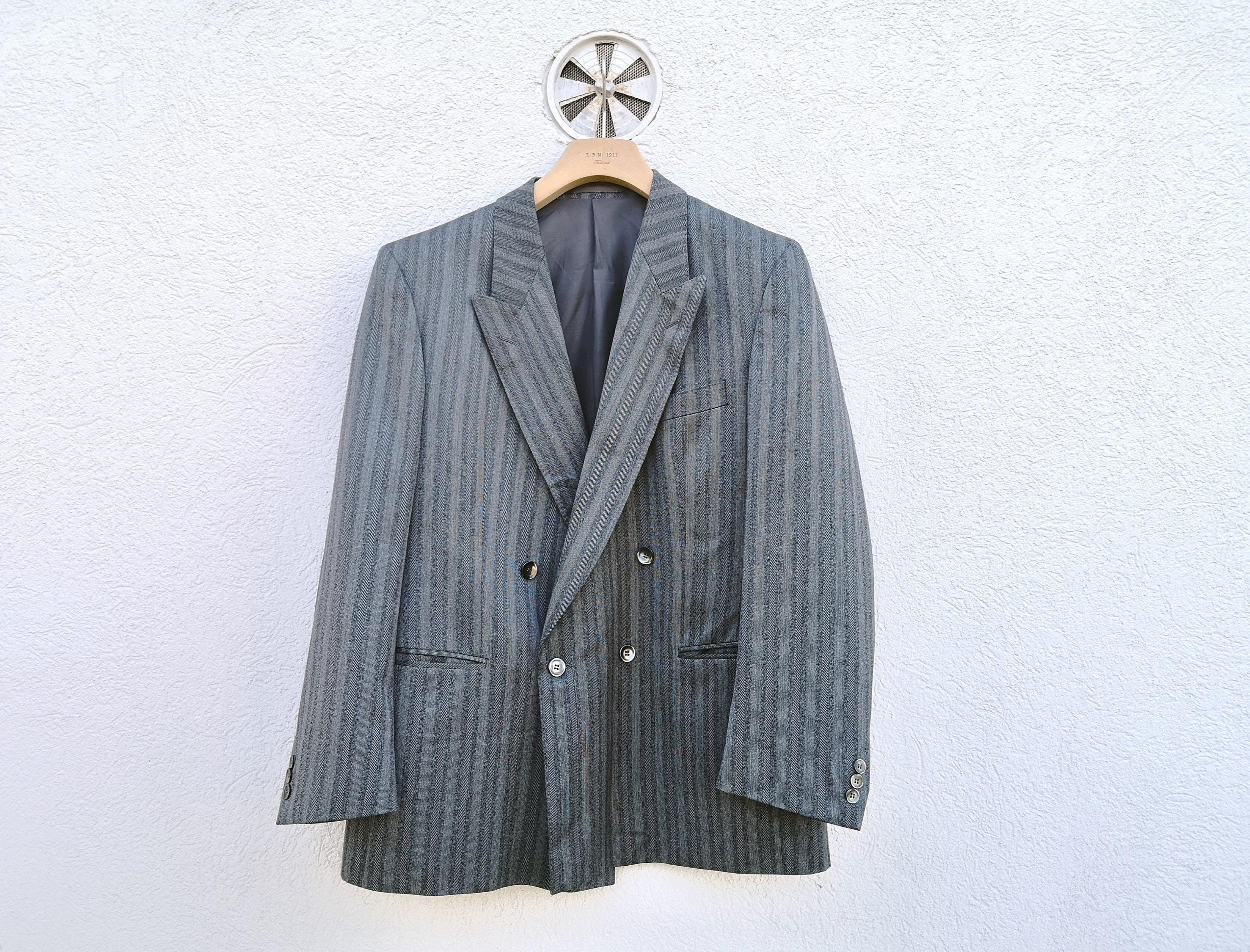 Boxy 80s Licona Grey Wool Double Breasted Blazer for a Modern