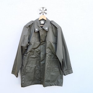 Vintage 90s Italian Army Jacket, Military Surplus Olive Green Parka, Size 54L