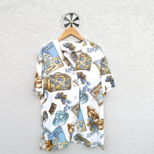 Vintage 80s Maritime Print Shirt - Funky Summer Blouse