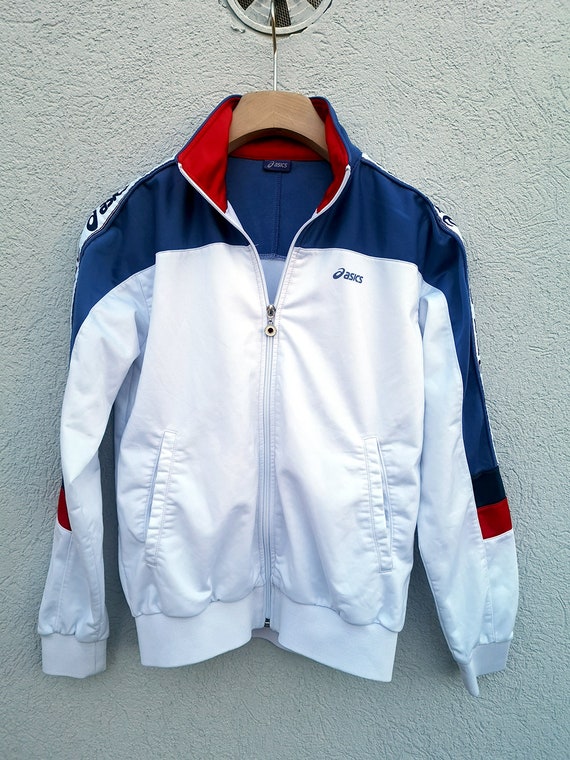 Vintage 90s ASICS Track Jacket: Colour Block Sport Sweatshirt