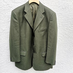 Olive Green Italian Vintage Wool Sport Coat, Men Size 58- San Remo