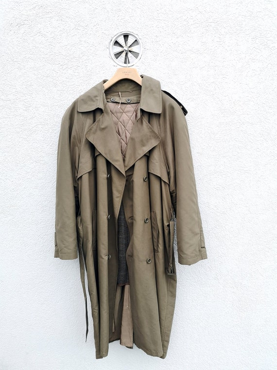 Vintage 80s Military Style Trenchcoat  size 54 - … - image 3